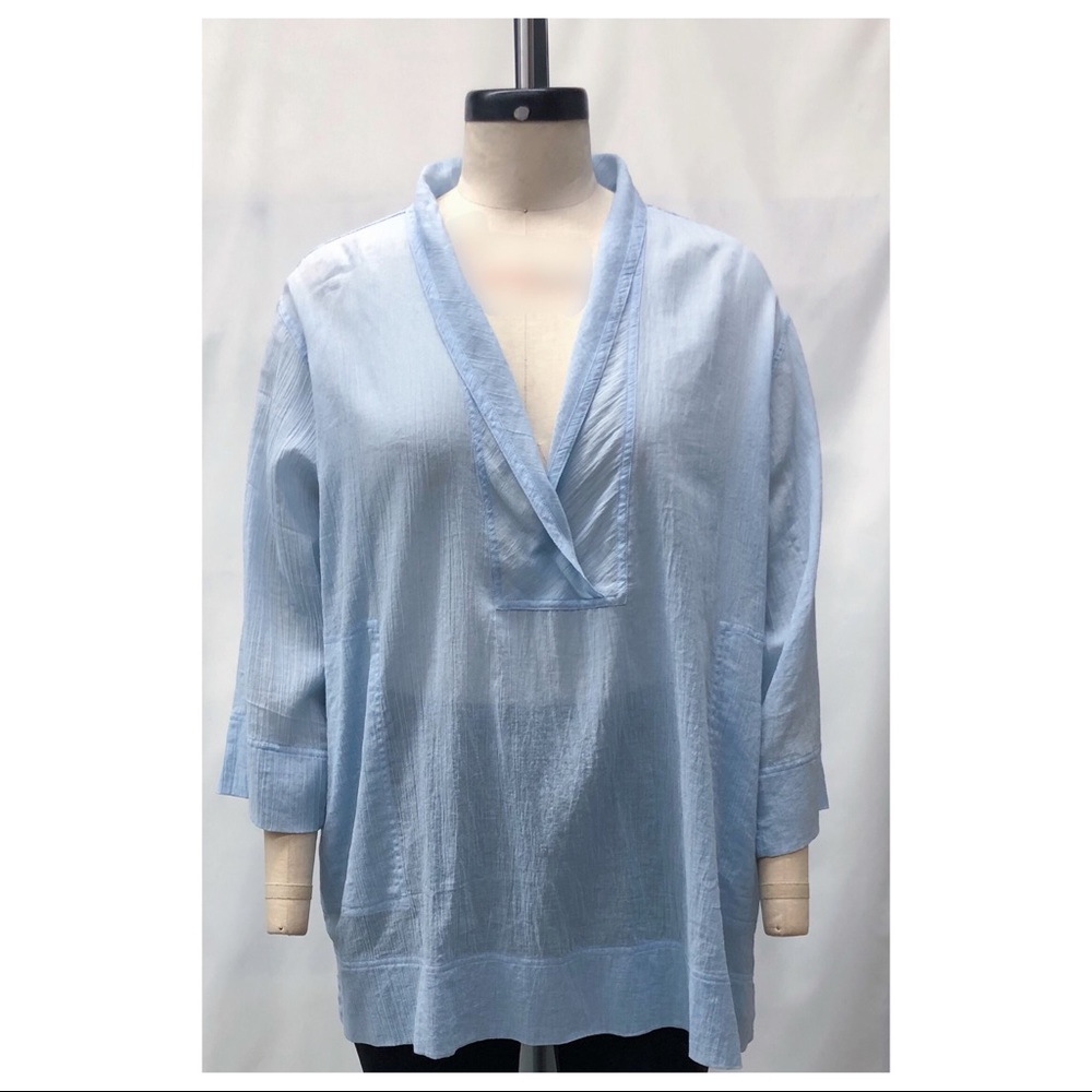 The Vermont Country Store Blue Cotton Blouse